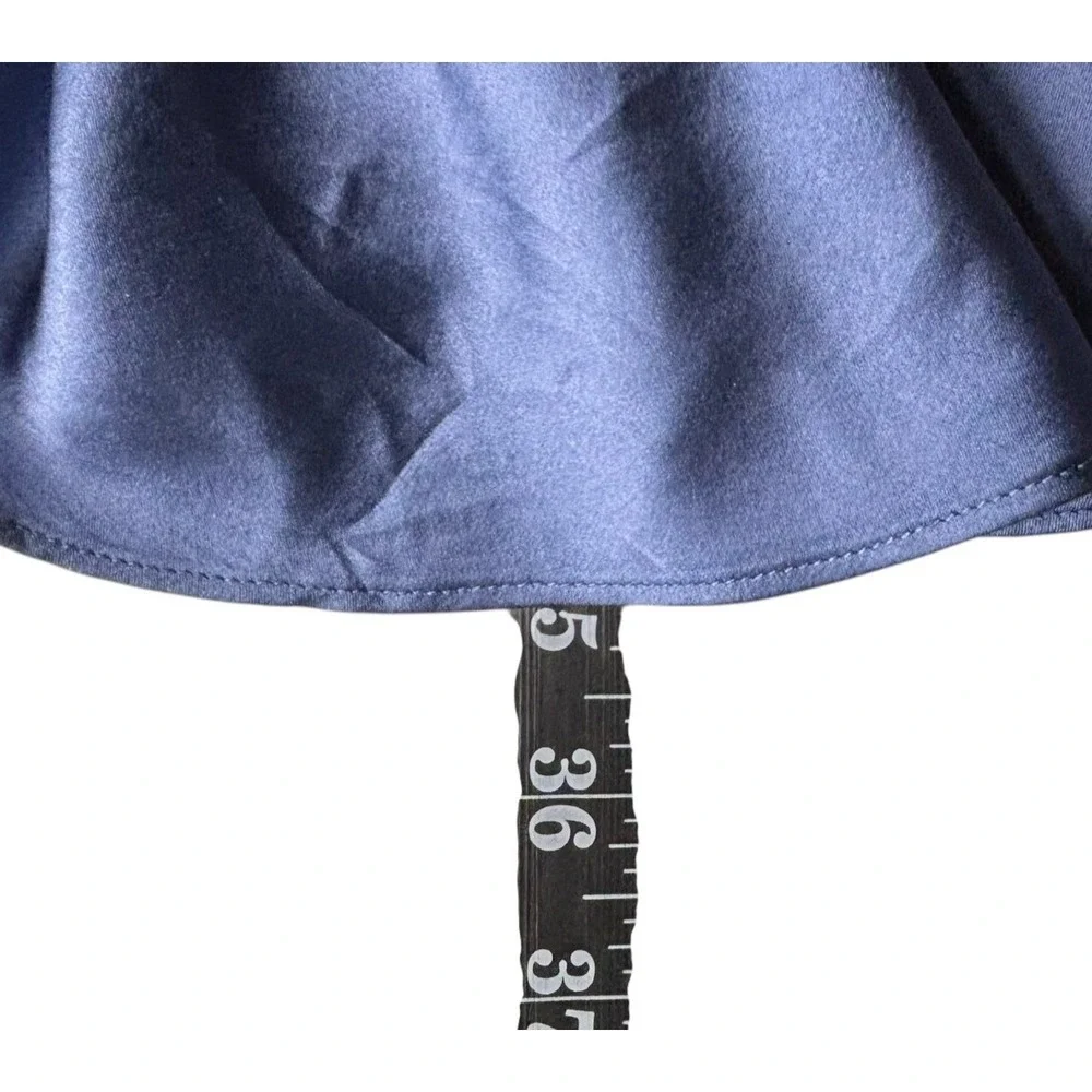 Veronica Beard Agatha Silk Wrap Dress Sz 8 Blue Satin Ruffle Mini - Picture 15 of 16